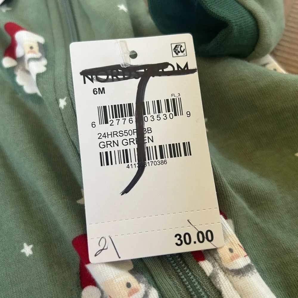 NWT Christmas Petit Lem Festive Green Santa Onesie